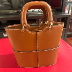 STAUD Brown Leather Tote Bag